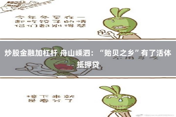 炒股金融加杠杆 舟山嵊泗：“贻贝之乡”有了活体抵押贷